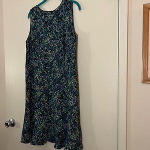NWT LOFT Outlet black purple green floral sleeveless dress 14 petite